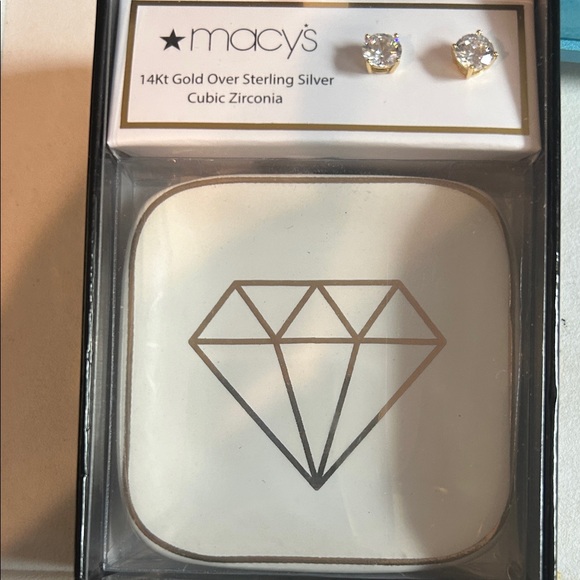 Macy's Gold Over Sterling Silver Cubic Zirconia Stud Earrings - Picture 1 of 3
